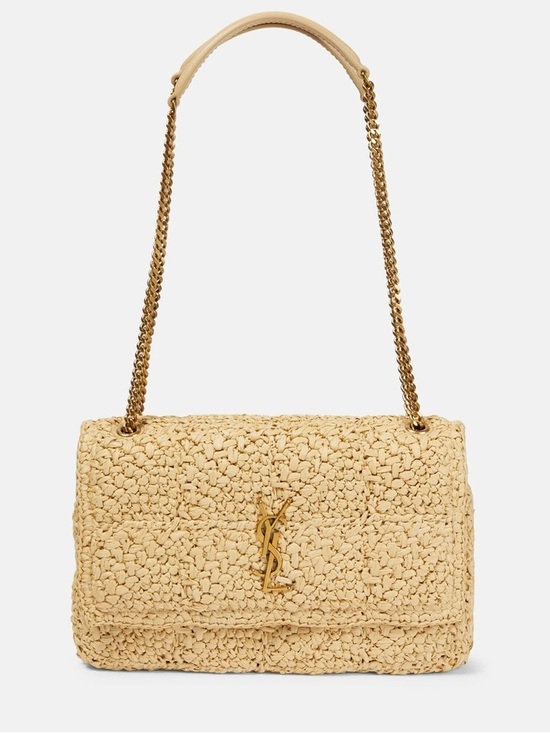 Saint Laurent Handbags - Saint Laurent Beige Raffia Medium Shoulder Bag with Chain Strap
- Jamie Medium